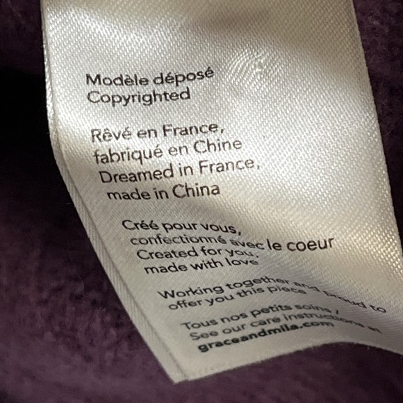 Grace Mila Paris Sweater Womens M Purple Ribbed Cardigan Crop Balloon Sleeve - Picture 3 of 8